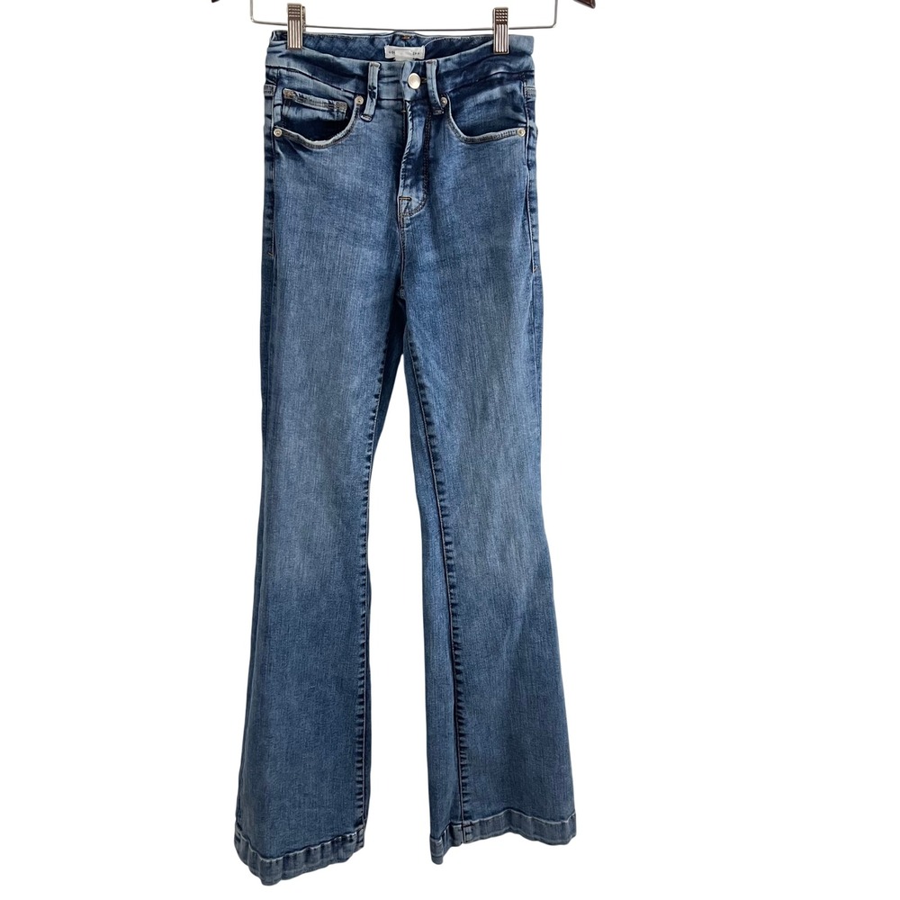 Good American Flare Jeans Women 2/26 Blue High Rise GLF504T